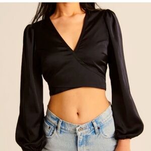 Abercrombie & Fitch Satin Wrap Blouse NWT White Ivory Bride